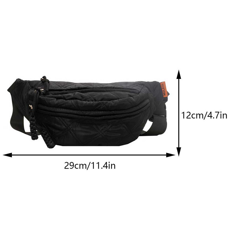 Geantă de piept matlasată Geantă cu banane pentru femei Sling Crossbody Pachet de talie Puffy pentru alergare Geantă ocazională Fanny Bag Half Moon Belt Bag