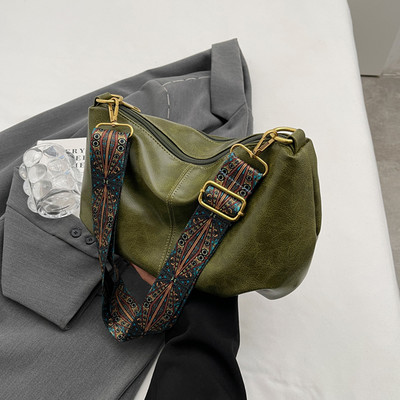 Αδιάβροχη γυναικεία μαλακή τσάντα ώμου, μονόχρωμη τσάντα PU δερμάτινη τσάντα ταξιδιού με ρυθμιζόμενο λουράκι