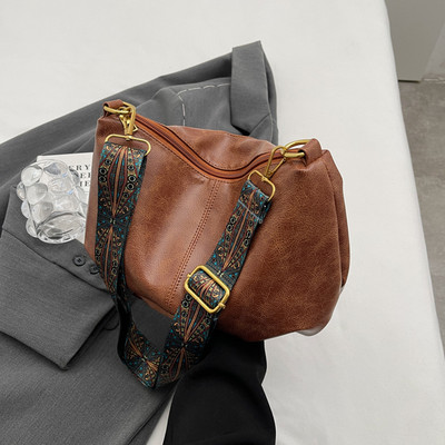 Αδιάβροχη γυναικεία μαλακή τσάντα ώμου, μονόχρωμη τσάντα PU δερμάτινη τσάντα ταξιδιού με ρυθμιζόμενο λουράκι