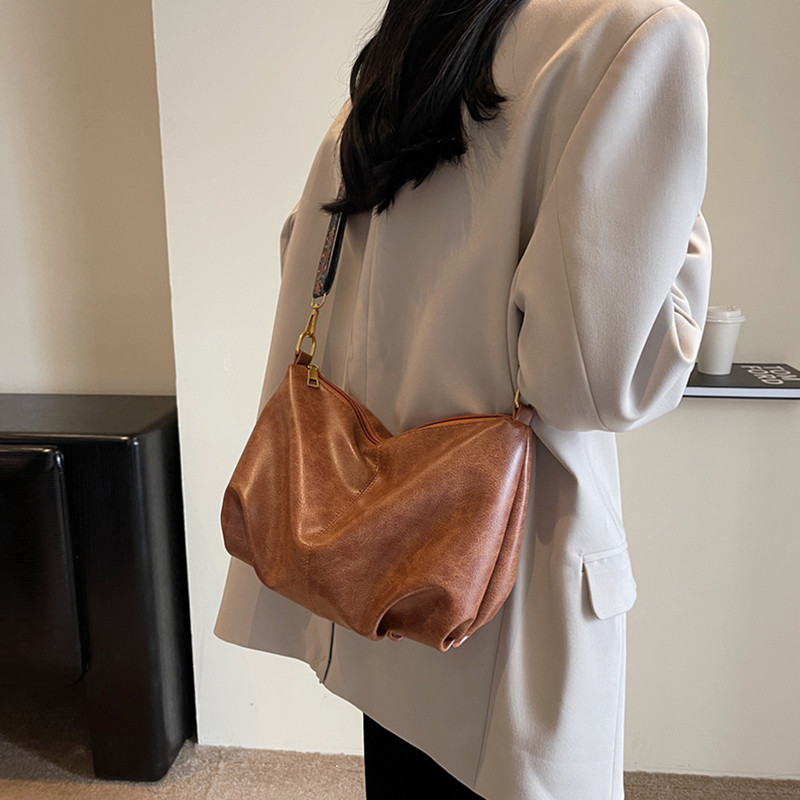 Αδιάβροχη γυναικεία μαλακή τσάντα ώμου, μονόχρωμη τσάντα PU δερμάτινη τσάντα ταξιδιού με ρυθμιζόμενο λουράκι