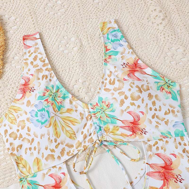 2023 Imprimare Floral Costume de baie dintr-o bucată Cu croiala înaltă Costum de baie pentru femei Monokini fără spate Costum de baie de vară Sutien căptușit Imbracaminte de plajă