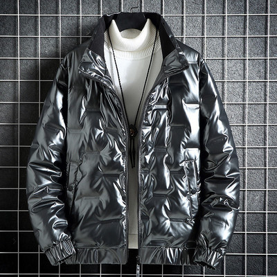 Europska stanica nova zimska ležerna perjanica Europska muška RC kožna naljepnica s leopardovom glavom, vrhunska muška jakna s bijelim pačjim perjem