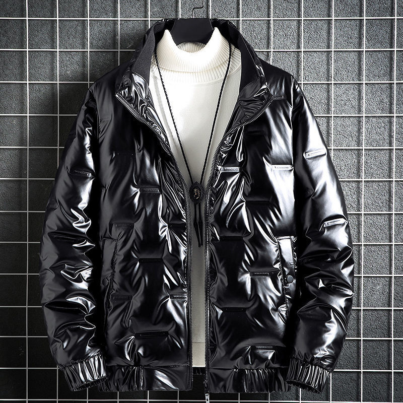 Europska stanica nova zimska ležerna perjanica Europska muška RC kožna naljepnica s leopardovom glavom, vrhunska muška jakna s bijelim pačjim perjem