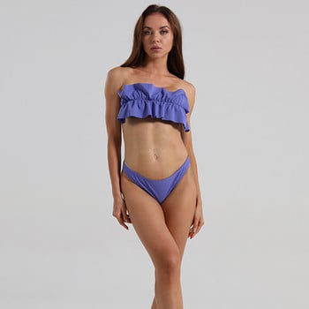 2023 Γυναικεία μαγιό Bandeau Two Pieces Solid Bikini Σετ Γυναικεία Micro Thong Γυναικεία μαγιό Mujer Καλοκαιρινό μαγιό