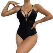 Nové 2023 Dámske čierne plavky, jednodielne monokini, push-up plavky, dámske vystužené podprsenky, body, plážové plavky, mujer plážové oblečenie