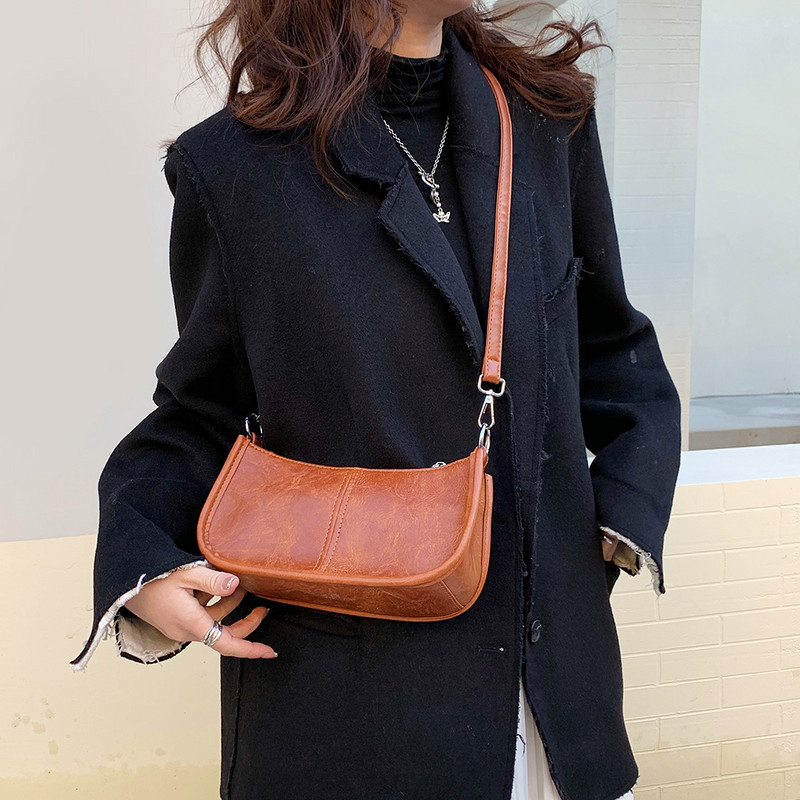 Geantă de umăr retro pentru femei, cu decor cu împodobire, geantă cu sling, curea reglabilă din piele, geantă de mână din PU, geantă de mână pentru întâlniri zilnice