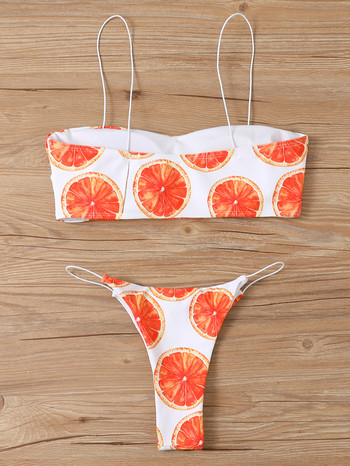 Εκτύπωση Πορτοκαλί Two Pieces Γυναικεία μαγιό 2023 Push Up Sexy Swimming Bikini Set Woman Thong High Cut Biquini Mujer Summer μαγιό