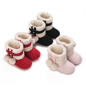 Нови коледни обувки за малко дете Сладки обувки с меко дъно Зимни ботуши за сняг за новородени Бутушки Затоплят Плюшени вътре Противоплъзгащи се бебешки бебета