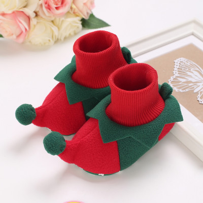 Νέα χριστουγεννιάτικα παιδικά χαριτωμένα παπούτσια με μαλακό κάτω μέρος Χειμερινές μπότες χιονιού για νεογέννητα μποτάκια Keep ζεστό βελούδινο μέσα στο αντιολισθητικό βρέφος