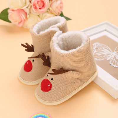 Νέα χριστουγεννιάτικα παιδικά χαριτωμένα παπούτσια με μαλακό κάτω μέρος Χειμερινές μπότες χιονιού για νεογέννητα μποτάκια Keep ζεστό βελούδινο μέσα στο αντιολισθητικό βρέφος