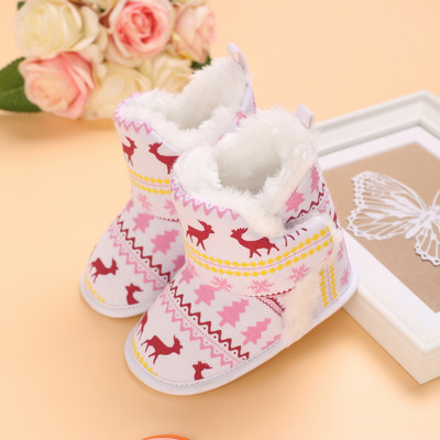 Νέα χριστουγεννιάτικα παιδικά χαριτωμένα παπούτσια με μαλακό κάτω μέρος Χειμερινές μπότες χιονιού για νεογέννητα μποτάκια Keep ζεστό βελούδινο μέσα στο αντιολισθητικό βρέφος