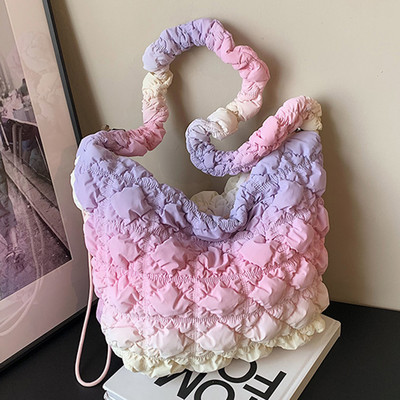 Μόδα πλισέ τσάντα σύννεφο για γυναίκες Σχεδιαστής τσάντα ρουτσέ Πολυτελής νάιλον καπιτονέ γεμισμένη τσάντα χιαστί ώμου Γυναικεία τσάντα 2023