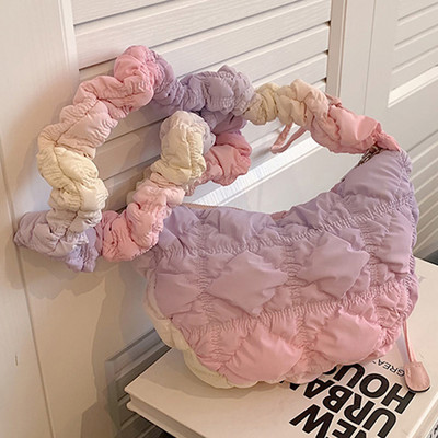 Μόδα πλισέ τσάντα σύννεφο για γυναίκες Σχεδιαστής τσάντα ρουτσέ Πολυτελής νάιλον καπιτονέ γεμισμένη τσάντα χιαστί ώμου Γυναικεία τσάντα 2023