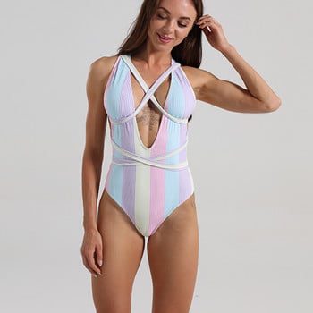 One Piece Γυναικεία Μαγιό Sexy Criss Cross Deep V Γυναικεία μαγιό Επίδεσμος Κορμάκι Lady Push Up Monokini Μαγιό Ρούχα παραλίας