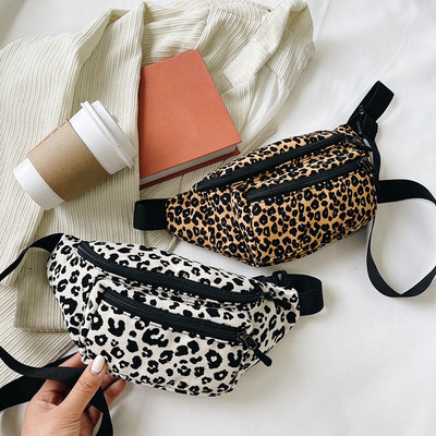 Moda femei flanel Fanny Pack geantă pentru talie model leopard sălbatic geantă pentru femei geantă pentru șold pentru bani husă pentru telefon geantă casual pentru piept