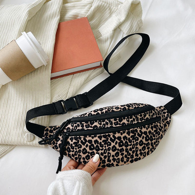 Μόδα Γυναικείες φανέλες Fanny Pack Τσάντα μέσης με μοτίβο άγριας λεοπάρδαλης γυναικεία τσάντα ισχίου τσάντα χρημάτων για τηλέφωνο Τσάντα casual στήθος