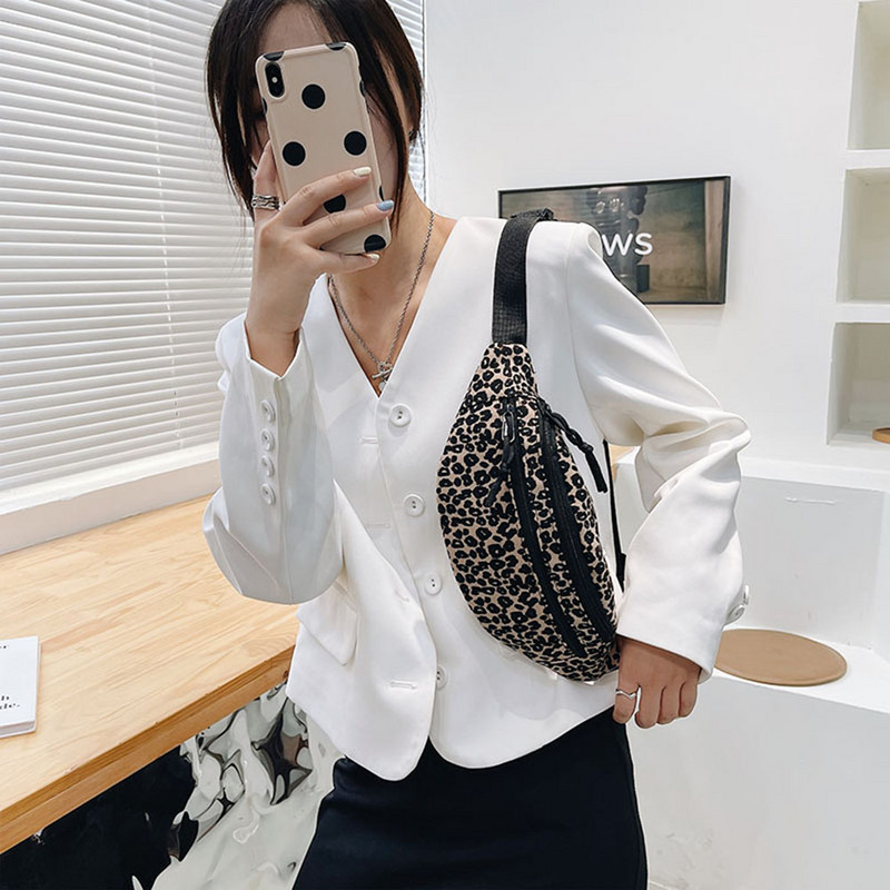 Μόδα Γυναικείες φανέλες Fanny Pack Τσάντα μέσης με μοτίβο άγριας λεοπάρδαλης γυναικεία τσάντα ισχίου τσάντα χρημάτων για τηλέφωνο Τσάντα casual στήθος