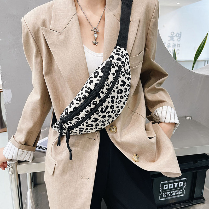 Μόδα Γυναικείες φανέλες Fanny Pack Τσάντα μέσης με μοτίβο άγριας λεοπάρδαλης γυναικεία τσάντα ισχίου τσάντα χρημάτων για τηλέφωνο Τσάντα casual στήθος