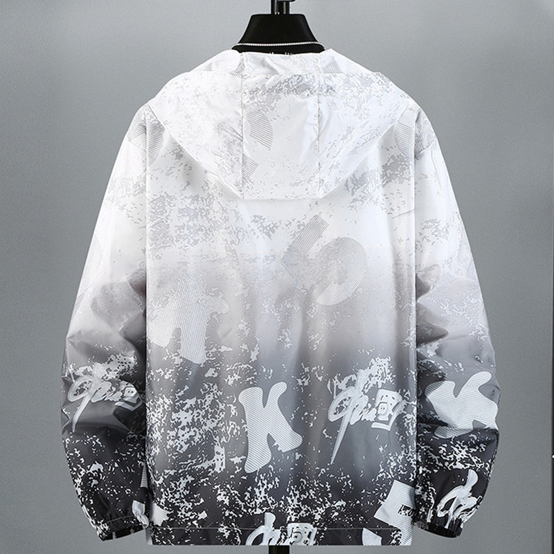 Jachetă subțire de vară Îmbrăcăminte de protecție solară pentru bărbați Îmbrăcăminte de stradă de modă Jachete cu graffiti Jachetă subțire de vară pentru bărbați Plus Size 7XL