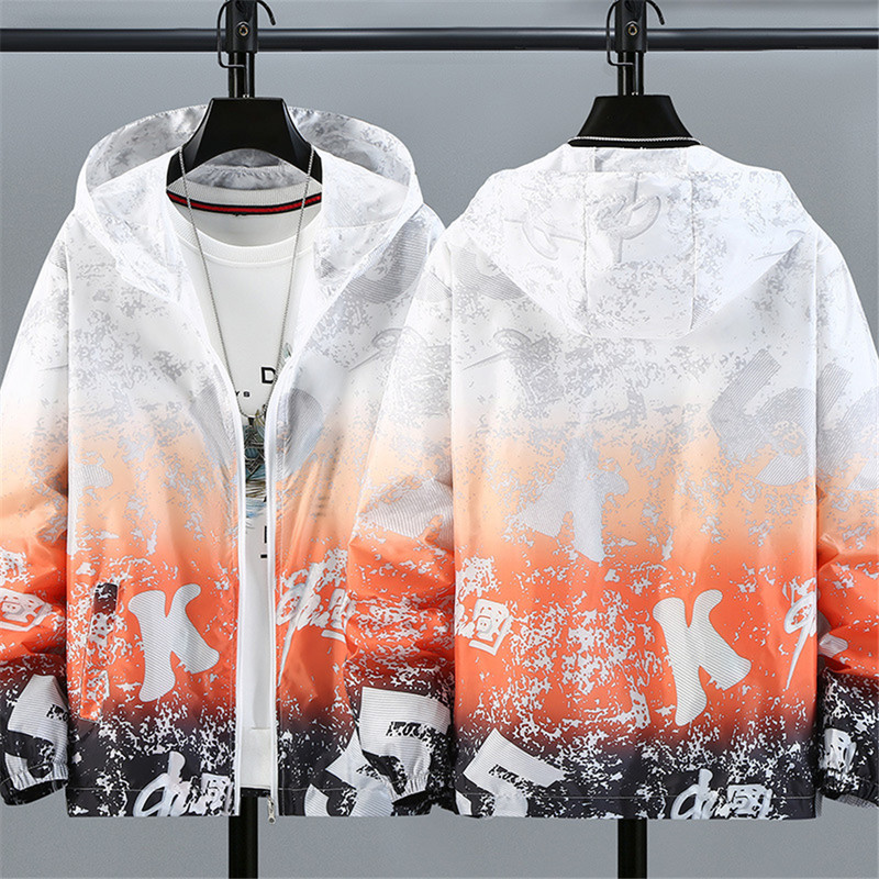 Jachetă subțire de vară Îmbrăcăminte de protecție solară pentru bărbați Îmbrăcăminte de stradă de modă Jachete cu graffiti Jachetă subțire de vară pentru bărbați Plus Size 7XL
