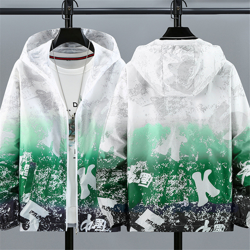 Jachetă subțire de vară Îmbrăcăminte de protecție solară pentru bărbați Îmbrăcăminte de stradă de modă Jachete cu graffiti Jachetă subțire de vară pentru bărbați Plus Size 7XL