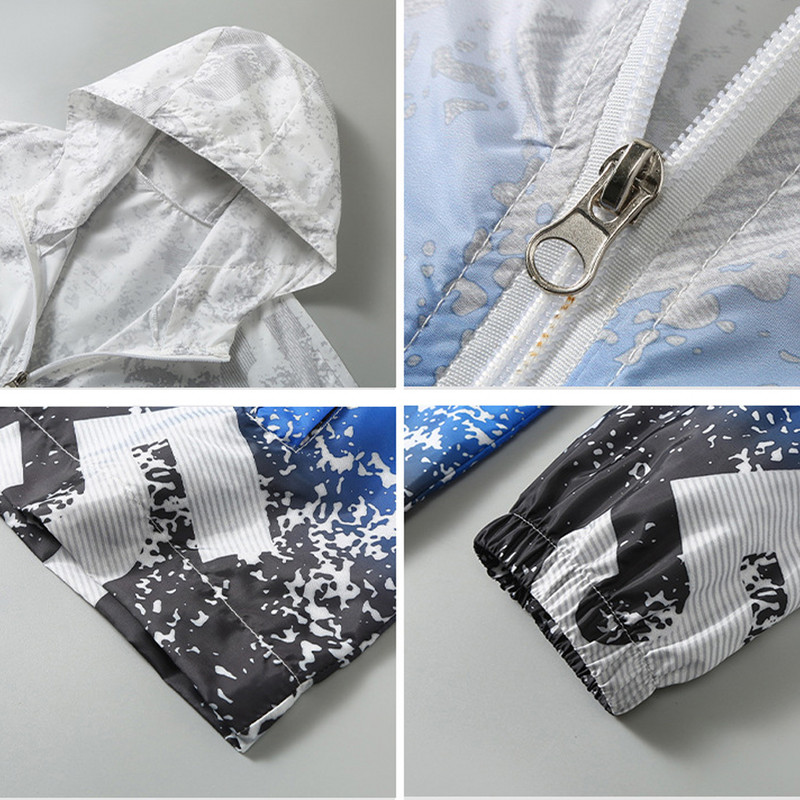 Jachetă subțire de vară Îmbrăcăminte de protecție solară pentru bărbați Îmbrăcăminte de stradă de modă Jachete cu graffiti Jachetă subțire de vară pentru bărbați Plus Size 7XL