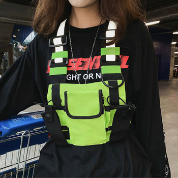 Λειτουργική τακτική τσάντα στήθους για άνδρες Fashion Bullet Hip Hop Γιλέκο Streetwear Τσάντα μέσης Unisex Μαύρη τσάντα στήθους 899
