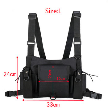 Λειτουργική τακτική τσάντα στήθους για άνδρες Fashion Bullet Hip Hop Γιλέκο Streetwear Τσάντα μέσης Unisex Μαύρη τσάντα στήθους 899