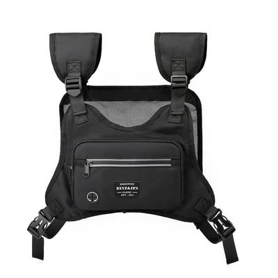 Módne taktické náprsné tašky pre ženy Funkčná hip hopová vesta Bullet Streetwear Tašky Unisex Čierna náprsná taška Nylonová pásová taška