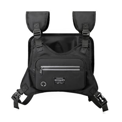 Módne taktické náprsné tašky pre ženy Funkčná hip hopová vesta Bullet Streetwear Tašky Unisex Čierna náprsná taška Nylonová pásová taška