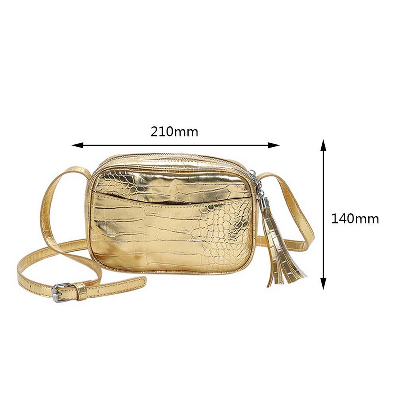 2023 Dámska strapcová zlatá kabelka cez rameno, PU kožená vzorovaná krokodília koža, taška cez rameno, módna luxusná prenosná crossbody kabelka Y2K