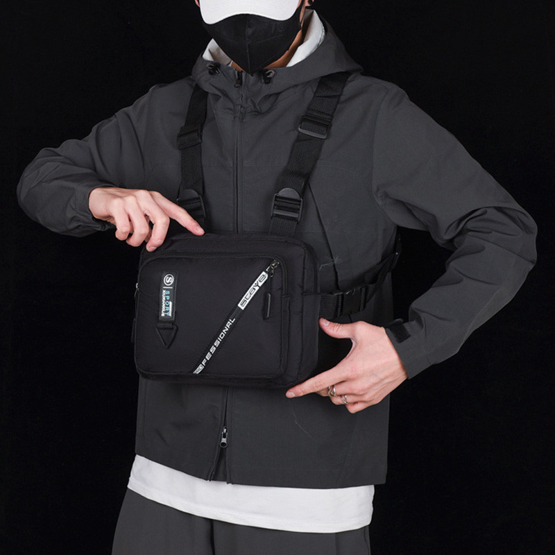 Λειτουργική Tactical Chist Rig Bag για Γυναικεία Fashion Bullet Hip Hop Γιλέκο Streetwear Τσάντα Casual Waist Packs Unisex Μαύρη τσάντα στήθους