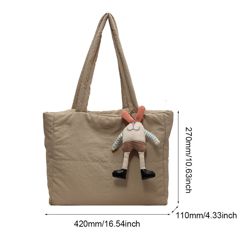 Ženske ručne torbe za prijenosna računala Jednobojne zimske pufer torbe Velikog kapaciteta Torba za jedno rame s privjeskom za party putovanja posao