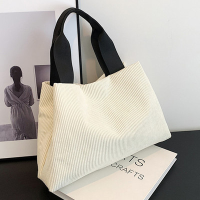 Φθινοπωρινή κοτλέ Casual γυναικεία τσάντα ώμου ρετρό καμβά τσάντα με επάνω λαβή για γυναίκες Βαμβακερές τσάντες χειρός Μικρές τσάντες μετακινήσεων