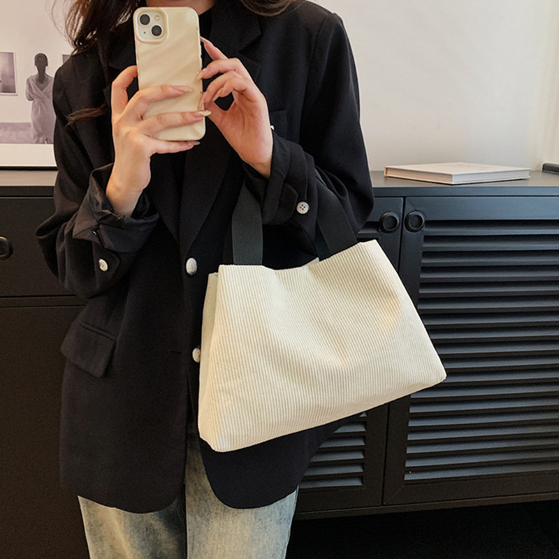 Φθινοπωρινή κοτλέ Casual γυναικεία τσάντα ώμου ρετρό καμβά τσάντα με επάνω λαβή για γυναίκες Βαμβακερές τσάντες χειρός Μικρές τσάντες μετακινήσεων