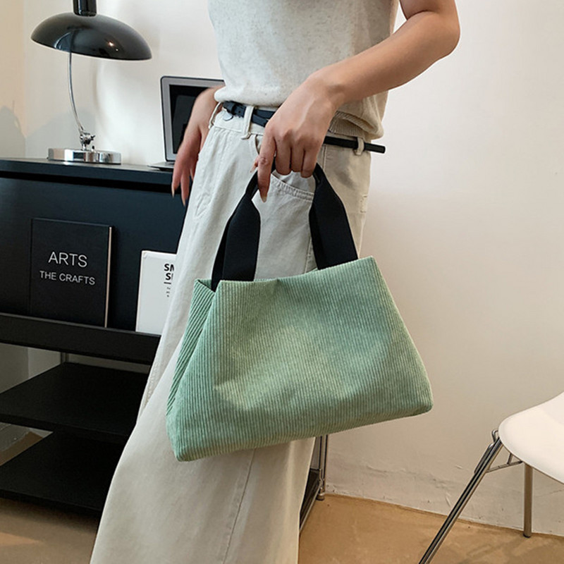 Φθινοπωρινή κοτλέ Casual γυναικεία τσάντα ώμου ρετρό καμβά τσάντα με επάνω λαβή για γυναίκες Βαμβακερές τσάντες χειρός Μικρές τσάντες μετακινήσεων