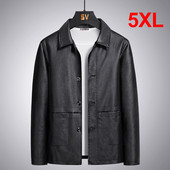 Πολυτελή PU Ανδρικά Μπουφάν 2021 Άνοιξη Φθινοπωρινό Δερμάτινο Μπουφάν Ανδρική Μόδα Casual Μονόχρωμα Outwear Plus μέγεθος 5XL HA071