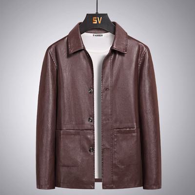Πολυτελή PU Ανδρικά Μπουφάν 2021 Άνοιξη Φθινοπωρινό Δερμάτινο Μπουφάν Ανδρική Μόδα Casual Μονόχρωμα Outwear Plus μέγεθος 5XL HA071
