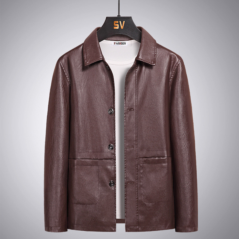 Πολυτελή PU Ανδρικά Μπουφάν 2021 Άνοιξη Φθινοπωρινό Δερμάτινο Μπουφάν Ανδρική Μόδα Casual Μονόχρωμα Outwear Plus μέγεθος 5XL HA071