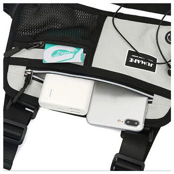 Λειτουργική τακτική τσάντα στήθους Unisex Τσάντα στήθους Rig αντανακλαστική ταινία Night Run Τσάντες Bullet Hip Hop Γιλέκο Streetwear Τσάντα μέσης