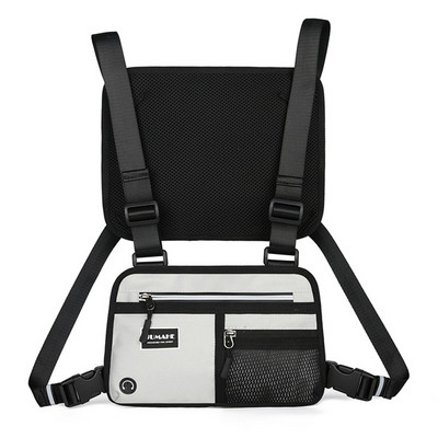 Funktsionaalne taktikaline rinnakott Unisex rinnakorvi kott helkurriba Night Run kotid Bullet Hip Hop Vest Tänavarõivaste kott vööpakk