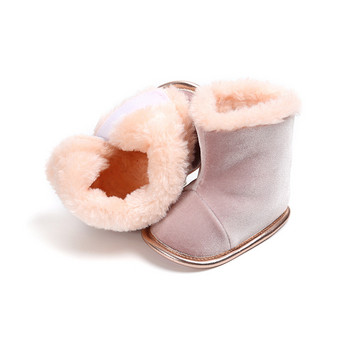 Нови дебели топли бебешки зимни ботуши Прохождащо новородено Едноцветни бебешки обувки First Walkers Топли ботуши Snowfield за момче момиче