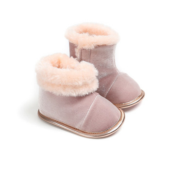 Нови дебели топли бебешки зимни ботуши Прохождащо новородено Едноцветни бебешки обувки First Walkers Топли ботуши Snowfield за момче момиче