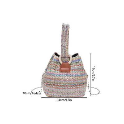 Γυναικεία τσάντα κουβά Πολύχρωμη ψάθινη τσάντα ώμου Casual υφασμένη τσάντα Messenger Fashion Τσάντα χιαστί Καλοκαιρινή τσάντα Hobo Θηλυκό συμπλέκτη