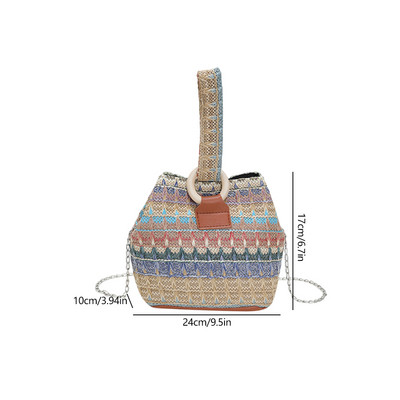 Γυναικεία τσάντα κουβά Πολύχρωμη ψάθινη τσάντα ώμου Casual υφασμένη τσάντα Messenger Fashion Τσάντα χιαστί Καλοκαιρινή τσάντα Hobo Θηλυκό συμπλέκτη