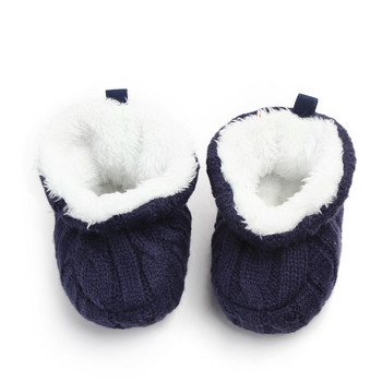Βρεφικά παπούτσια πλεκτά με βελονάκι για αγόρια κορίτσια Χειμώνας ζεστά νεογέννητα Παπούτσια με μαλακή σόλα First Walkers Μπότες παιδικής κούνιας