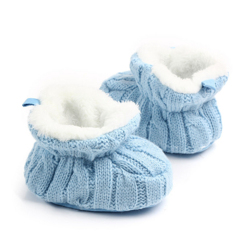Βρεφικά παπούτσια πλεκτά με βελονάκι για αγόρια κορίτσια Χειμώνας ζεστά νεογέννητα Παπούτσια με μαλακή σόλα First Walkers Μπότες παιδικής κούνιας