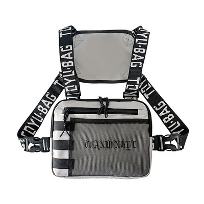 Fashion Tactical Chest Bag for Women Letter Waist Pack Functional Bullet Hip Hop Γιλέκο Streetwear Τσάντες Unisex Μαύρη τσάντα στήθους Rig