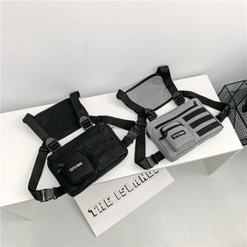 Функционална тактическа чанта за гърди за жени Fashion Bullet Hip Hop Vest Streetwear Чанти Waist Pack Унисекс Черна чанта за гърди HW3428