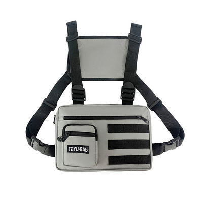 Λειτουργική τακτική τσάντα στήθους για γυναίκα μόδας σφαίρα Hip hop γιλέκο Streetwear Τσάντες μέσης Unisex Μαύρη τσάντα στήθους HW3428